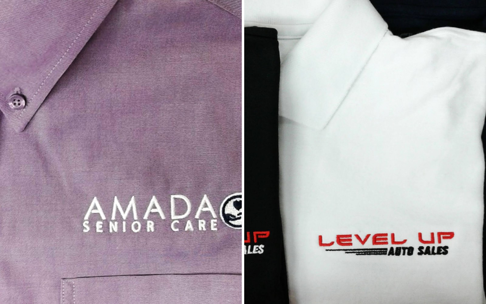 Embroidered work uniform polos examples from Ninja Stitch