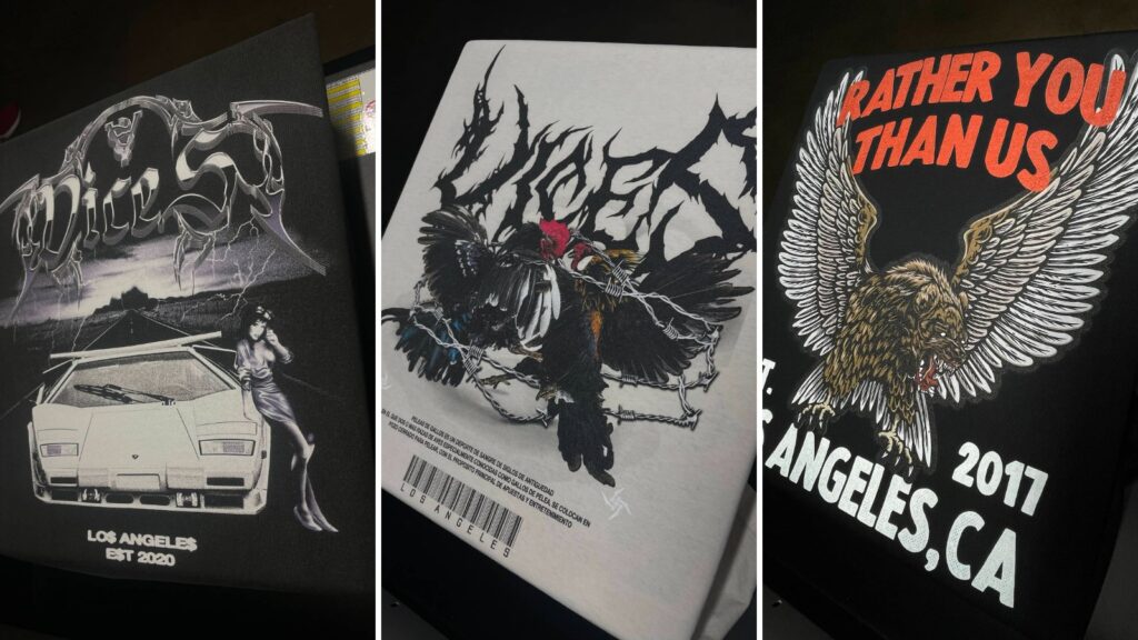 Small batch DTG printed tees by Ninja Stitch in Los Angeles
