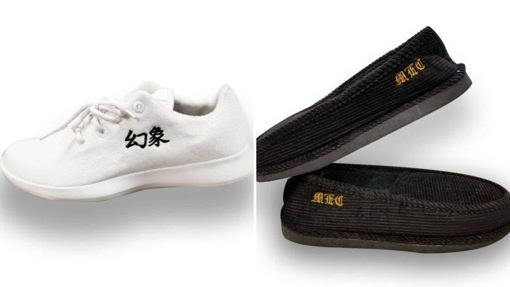 Embroidered shoes by Ninja Stitch in Los Angeles
