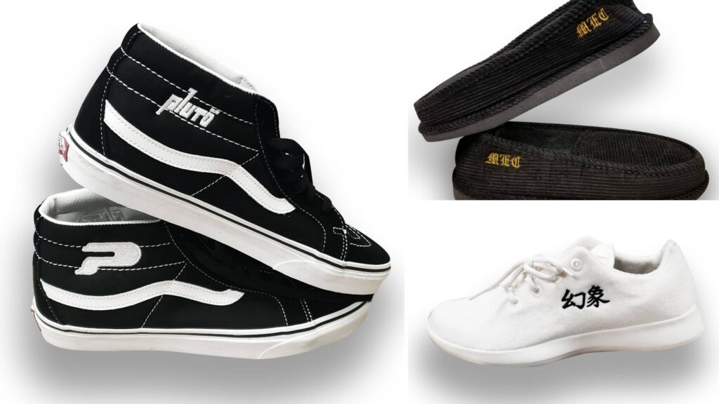 Custom embroidered shoes by Ninja Stitch in Los Angeles