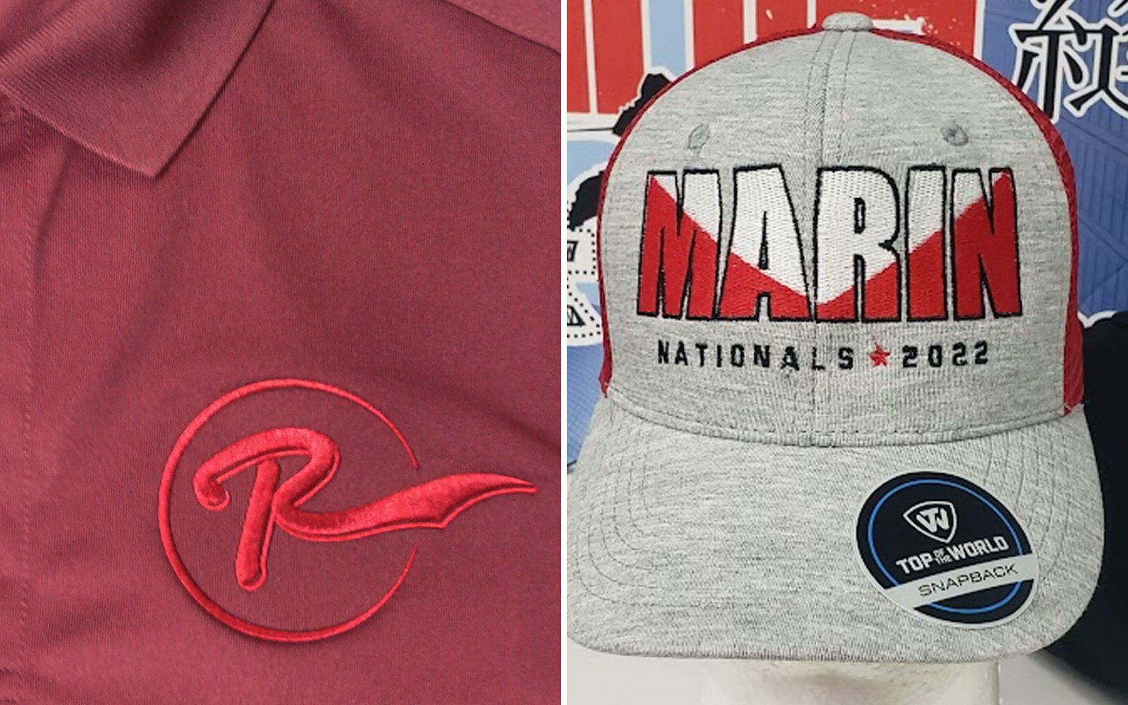Logos digitized for embroidery examples from Ninja Stitch
