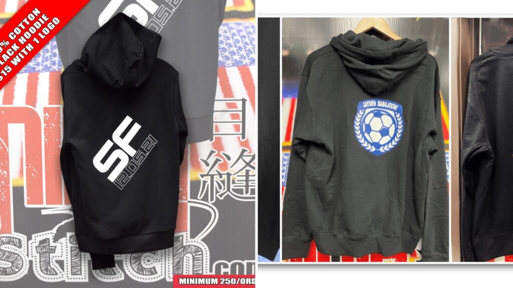 Bar Mitzvah screen printed hoodies by Ninja Stitch in Los Angeles