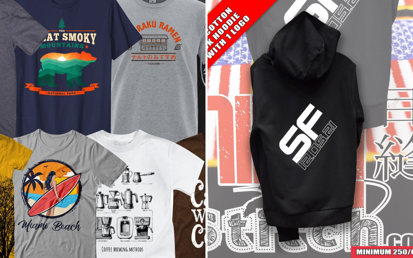 Screen printed shirts and hoodies from Ninja Stitch