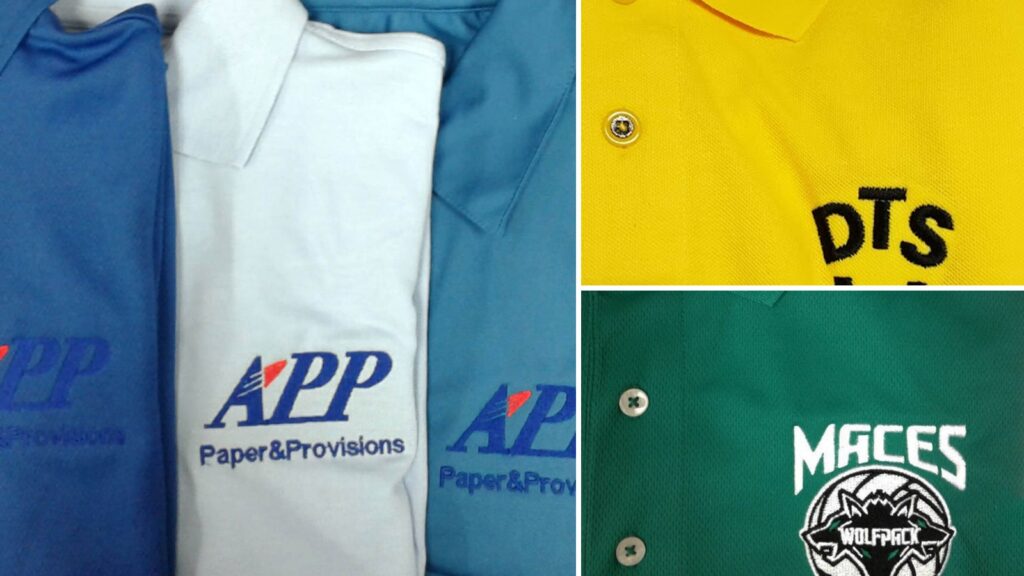 Embroidered company names on apparel by Ninja Stitch in Los Angeles